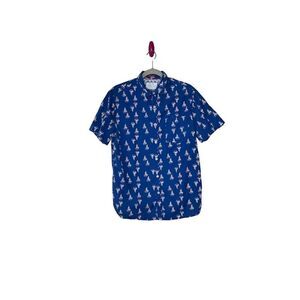 Denim and Flower Men's  Sailboat Print Button-Up Shirt Size L Multicolor